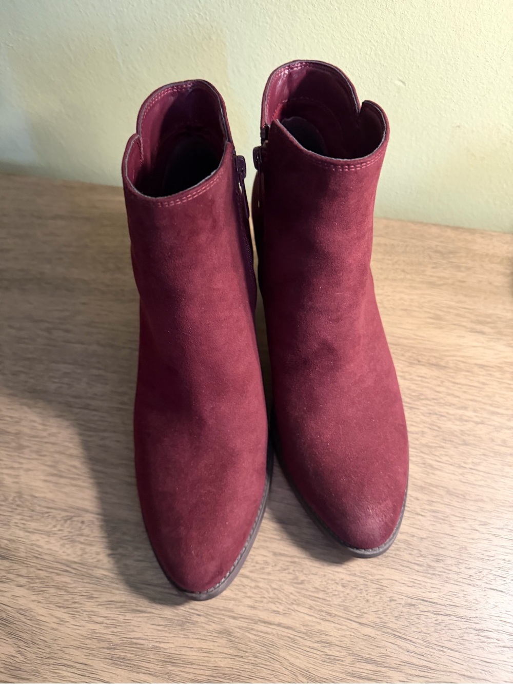 Burgundy Faux Sude Boots